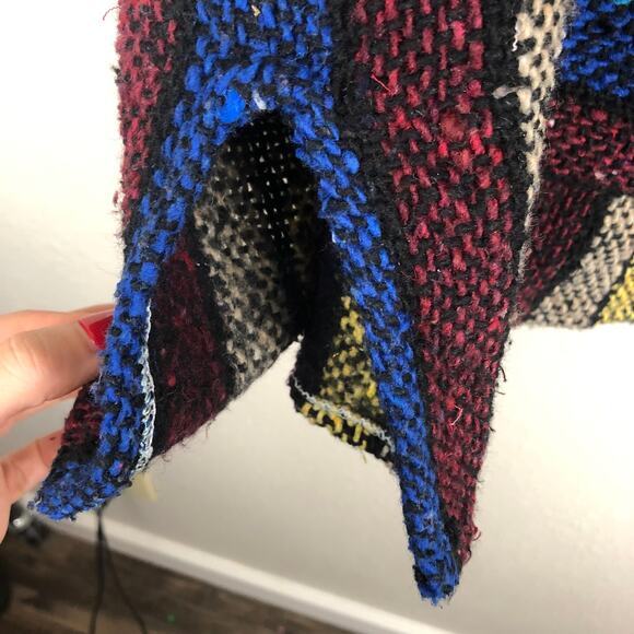 Artesanias Mickey Drug Rug Baja Colorful Striped Poncho Hoodie Rainbow - Picture 6 of 6